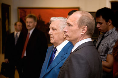 V.V. Putin and I.S. Glazunov in the Gallery of the Artist