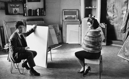 Ilya Glazunov while Working on the Portrait of Italian Singer Renata Tebaldi